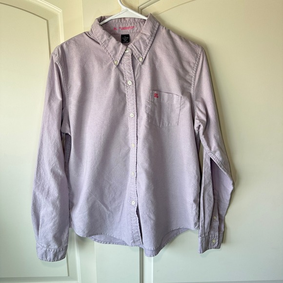 Polo Jeans Company Button Down Shirt‎ Long Sleeve Cotton RL Logo Lavender Large - Picture 1 of 3